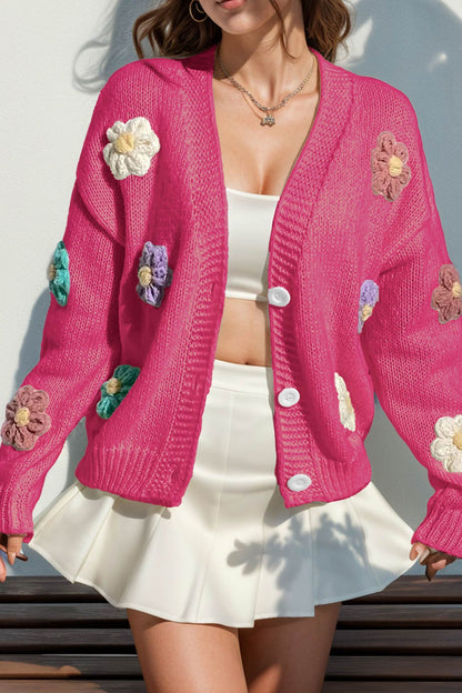 Floral Crochet Button-deon Cardigan