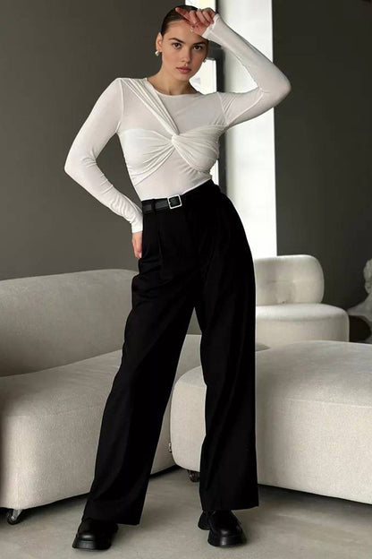 Front Twisted Long Sleeve Modal Top