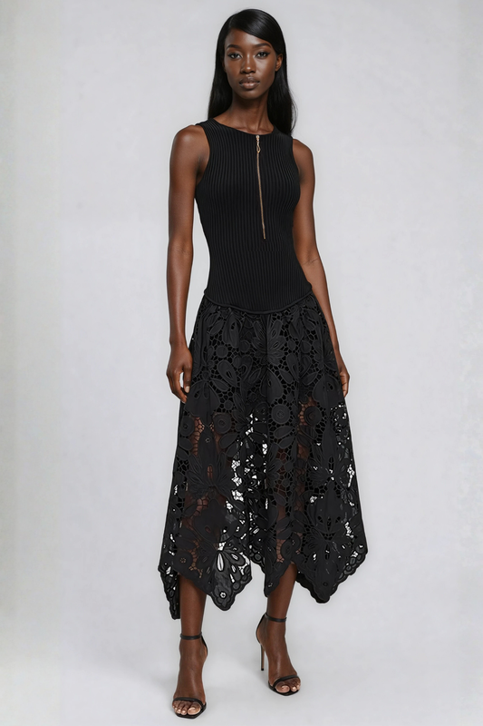 Giovannino Knit Lace Midi Dress