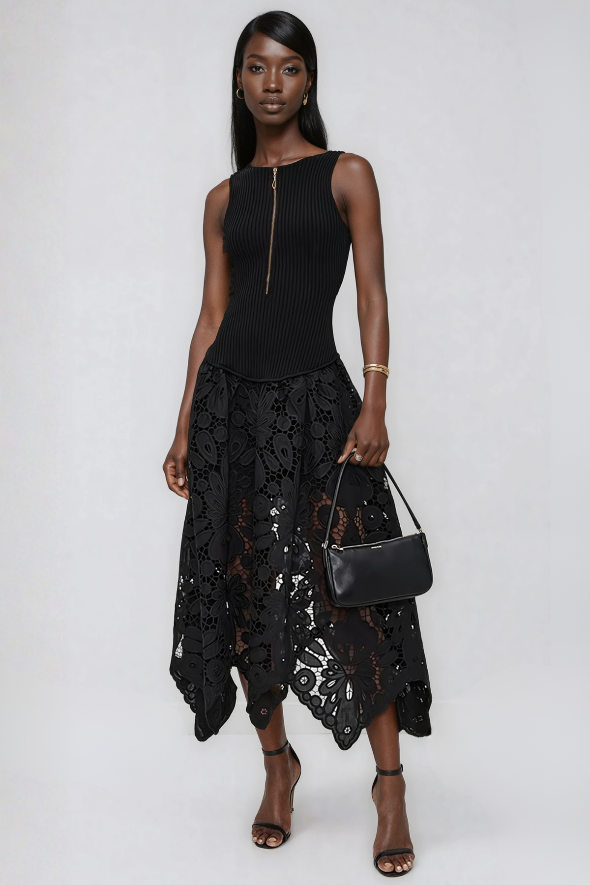 Giovannino Knit Lace Midi Dress