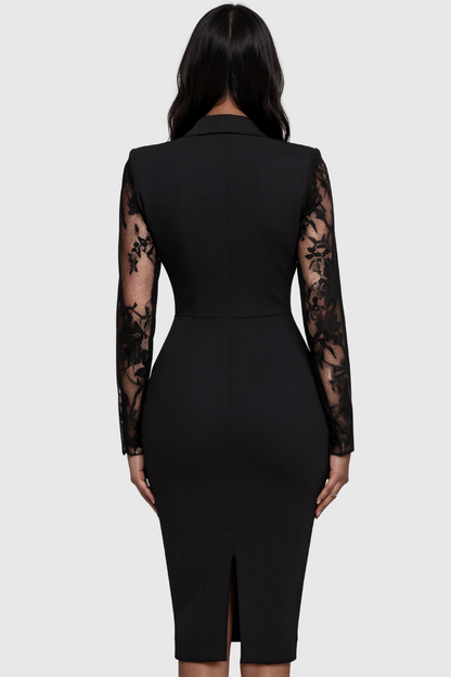 Inken Plunge Lace Midi Blazer Dress