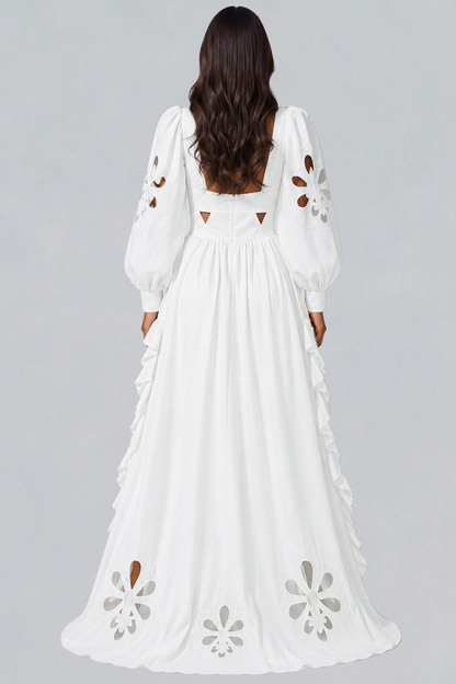 Kantana Balloon Sleeve Ruffle High Low Dress