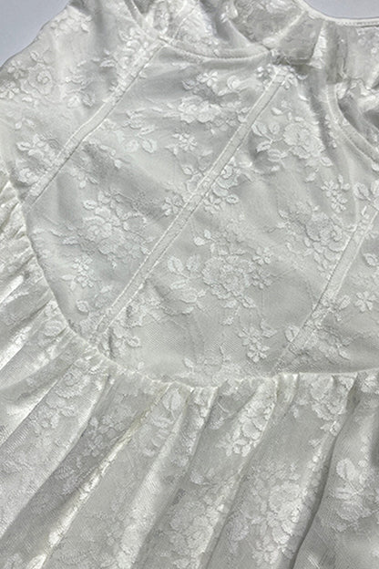 Lace Tiered Ruched Cami Dress