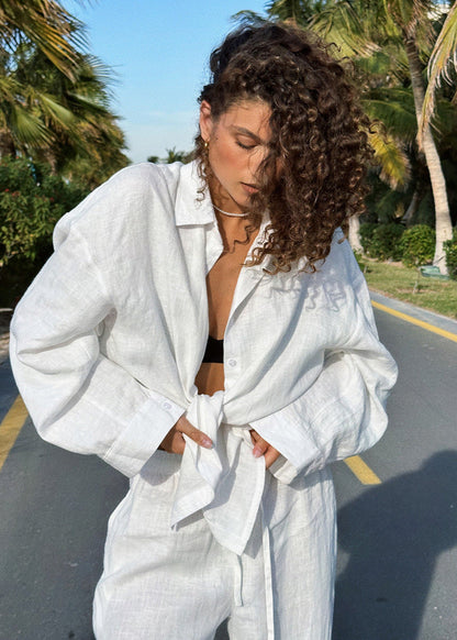 Luna Breezy Cotton Shirt & Lounge Pants Set