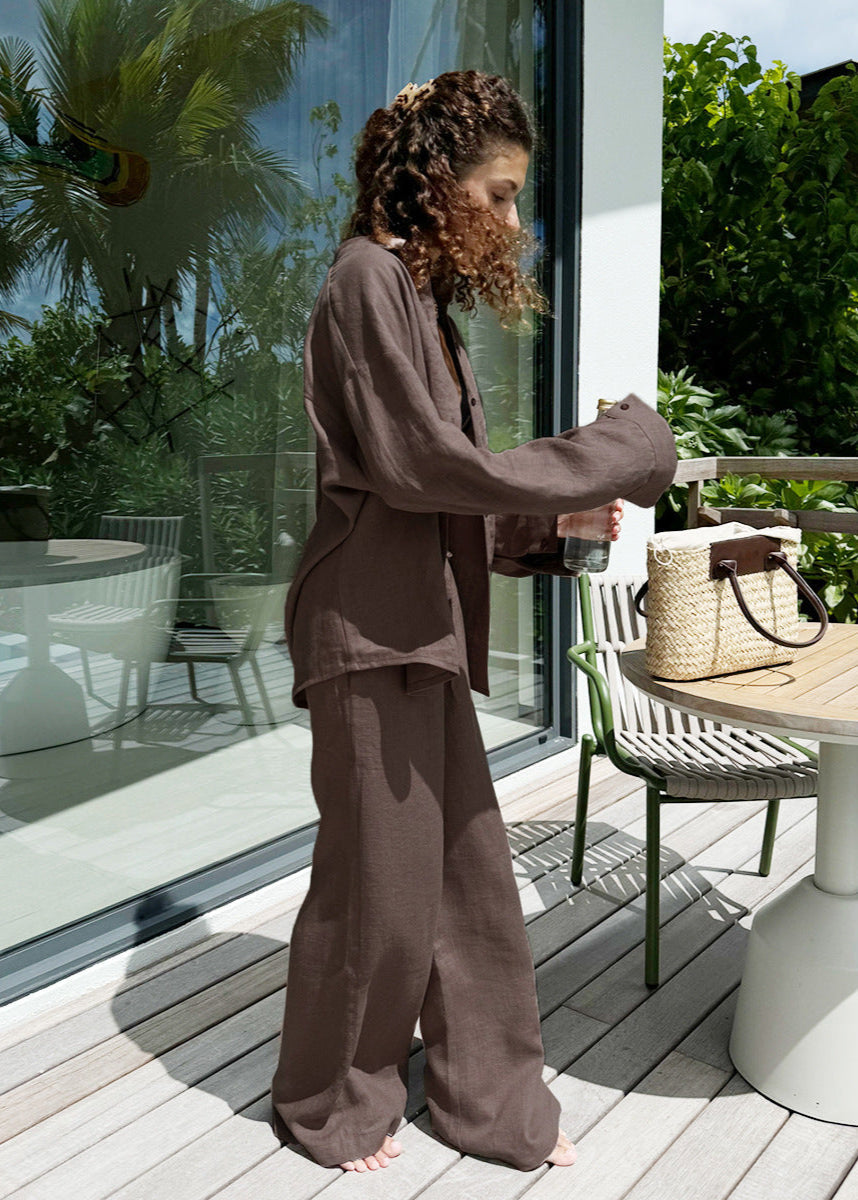 Luna Breezy Cotton Shirt & Lounge Pants Set