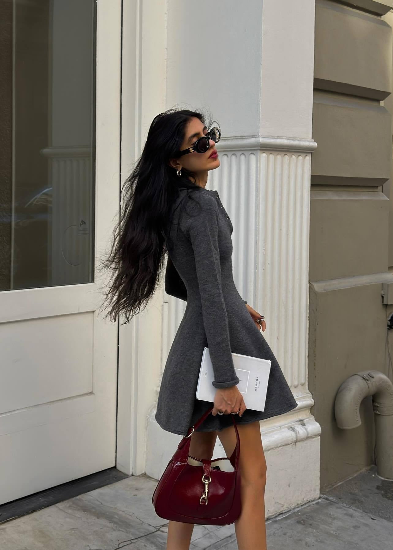 CollaRed Knit Fit & Flare Mini Dress