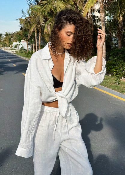 Luna Breezy Cotton Shirt & Lounge Pants Set