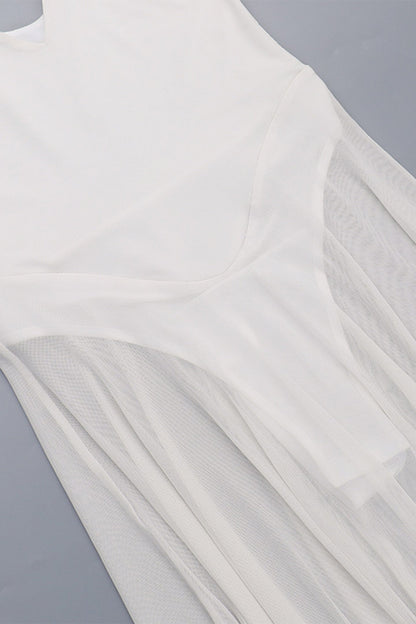 Julie Plunge Neck Semi-sheer Mesh Maxi Dress