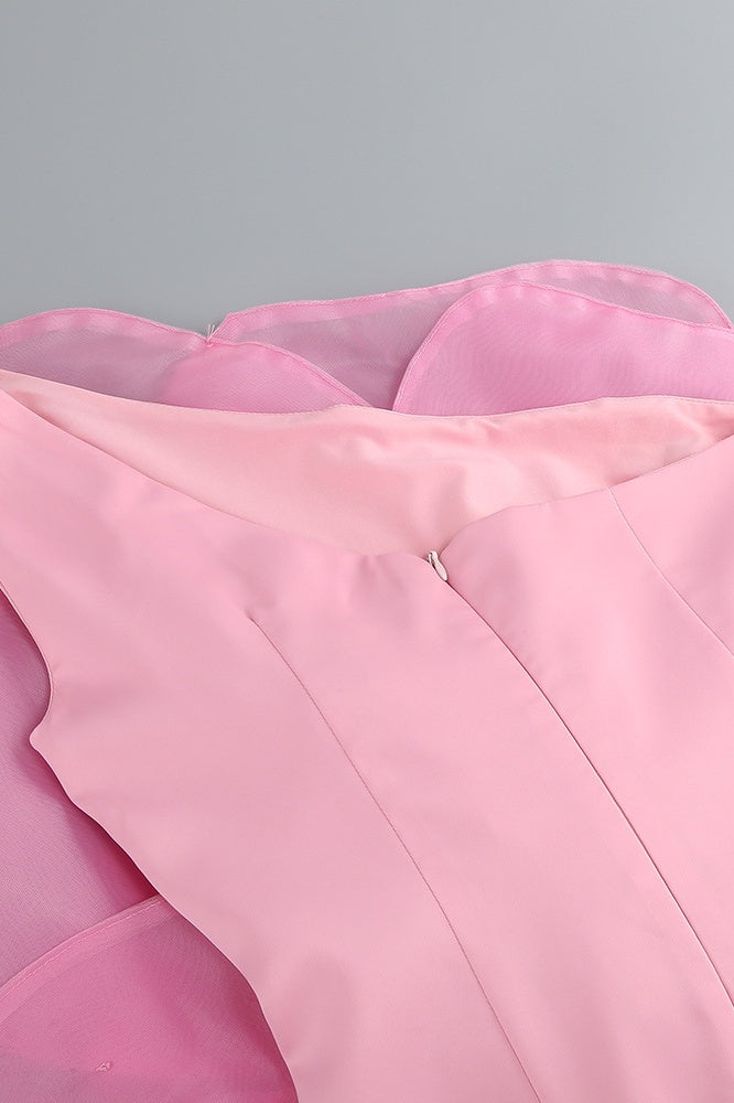 Tina One Shoulder Floral Applique Mini Dress