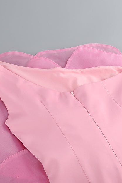 Tina One Shoulder Floral Applique Mini Dress