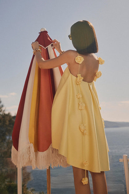 Emma Spaghetti Strap Rose Detail Mini Dress