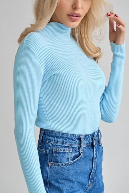 Solid Color Half-turtleneck Slim Knitted Layer Top