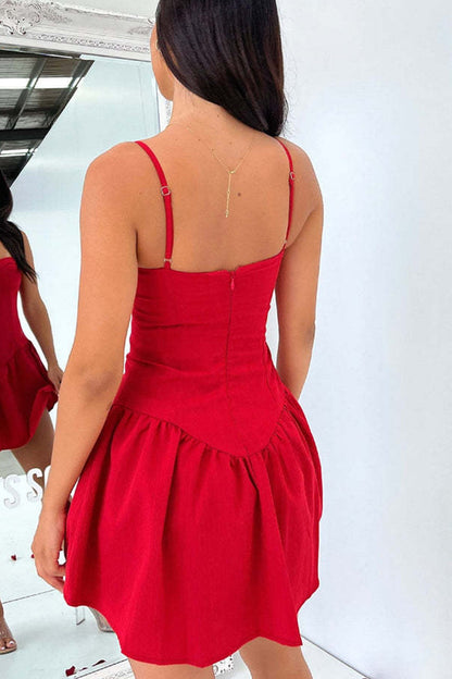 Solid Corset Ruched Cami Dress
