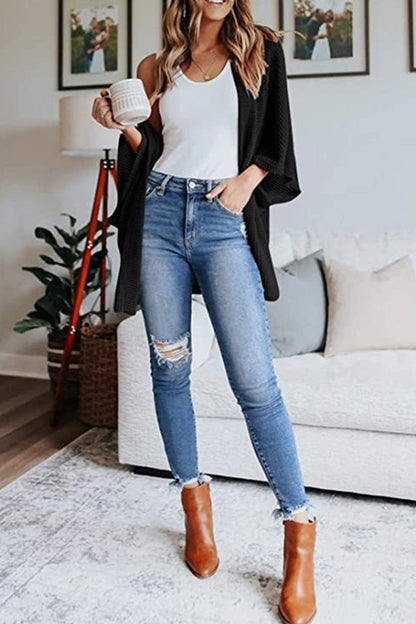 Solid Half Sleeve Wrap Cardigan