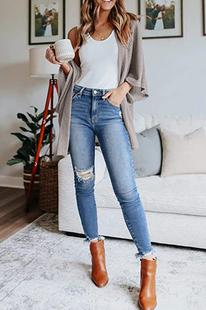 Solid Half Sleeve Wrap Cardigan