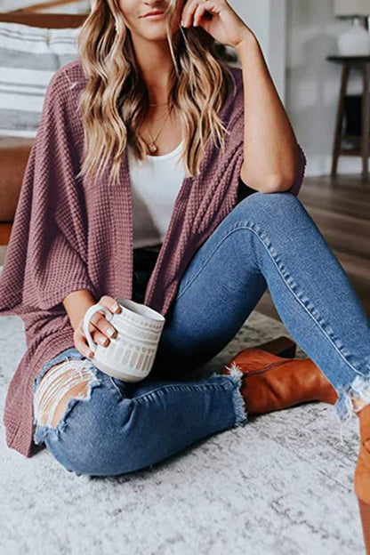 Solid Half Sleeve Wrap Cardigan