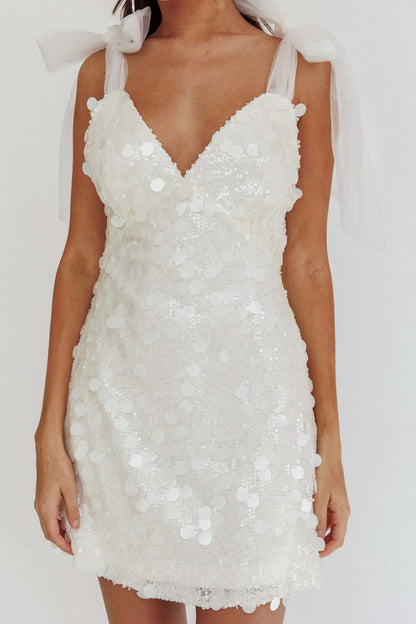 Tie-up Low Cut Sequin Mini Dress