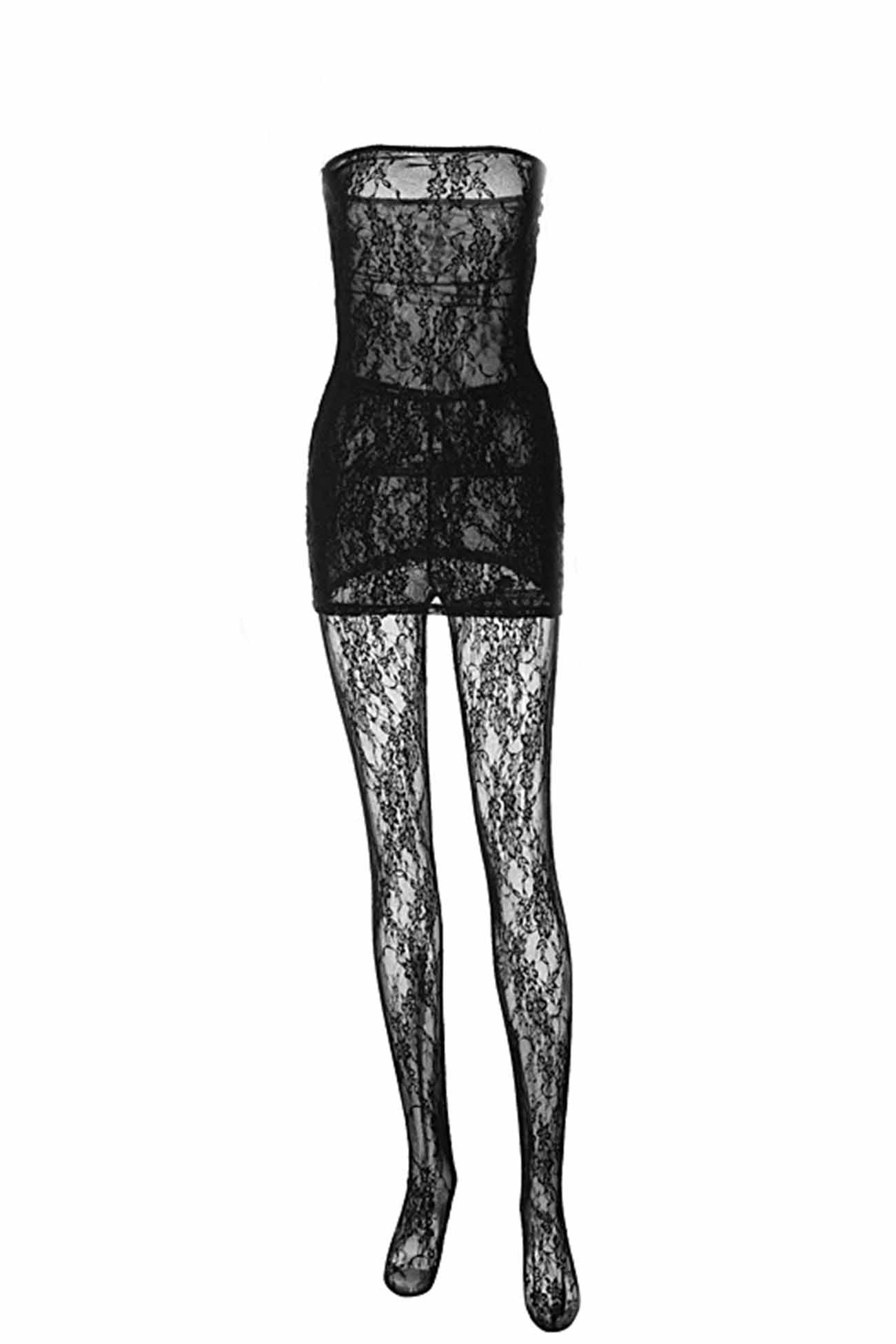 Lace Sleeveless Dress Leggings Two-piece Set Wiwor Lace Sleeveless Dress Leggings Two-piece Set Wiwor