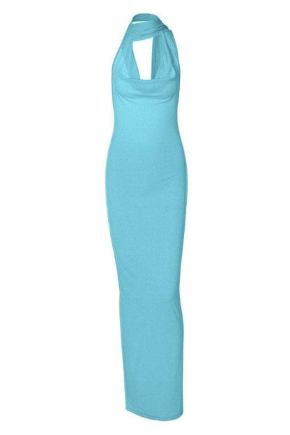 Sophia Halter Neck Backless Maxi Dress