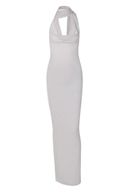 Sophia Halter Neck Backless Maxi Dress